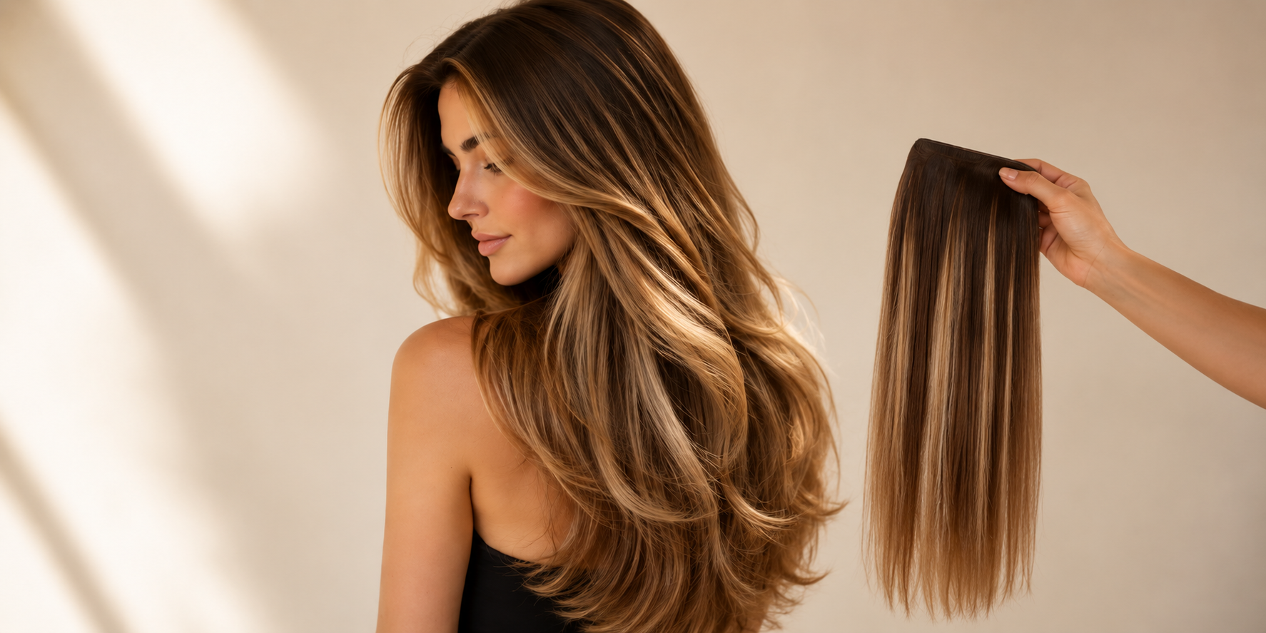 Weftique hero - model with hair extension weft